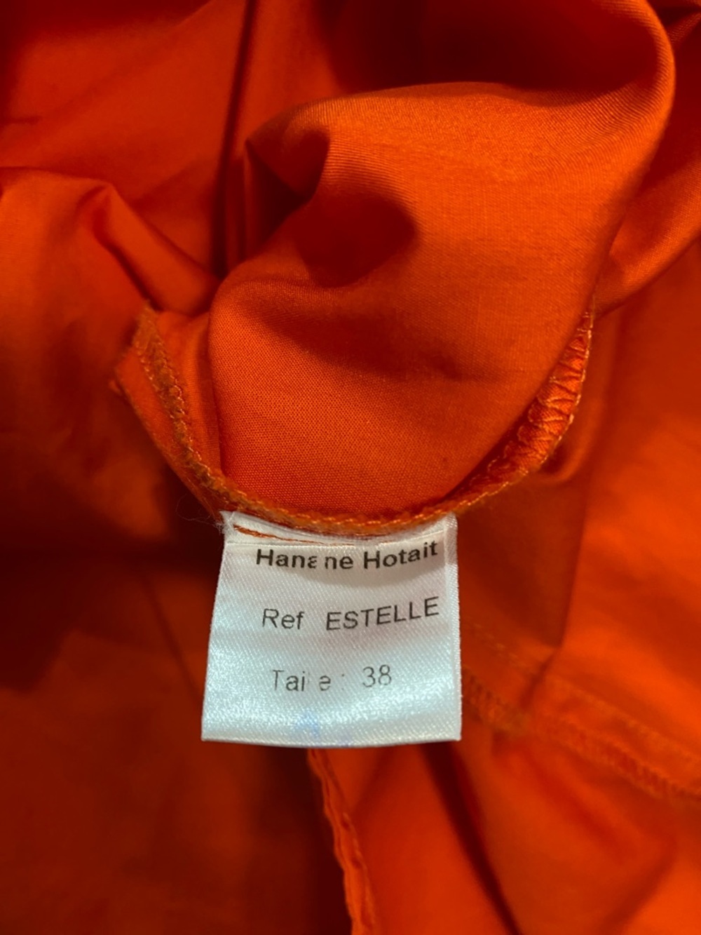 Button-Front Puff-Sleeve Mini Dress in Bold Orange Size 38 - Picture 14 of 16